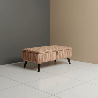 Minimalist Rectangular Pouffe with Wooden Legs – Multi - Purpose Storage & Seating - ISTOOLS
