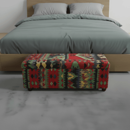 Modern Bedroom Storage Pouffe Premium Designer Fabric UK - ISTOOLS