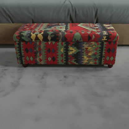 Modern Bedroom Storage Pouffe Premium Designer Fabric UK - ISTOOLS