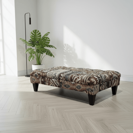 Modern Buttoned Lounge Ottoman Artistic Fabric Style - ISTOOLS
