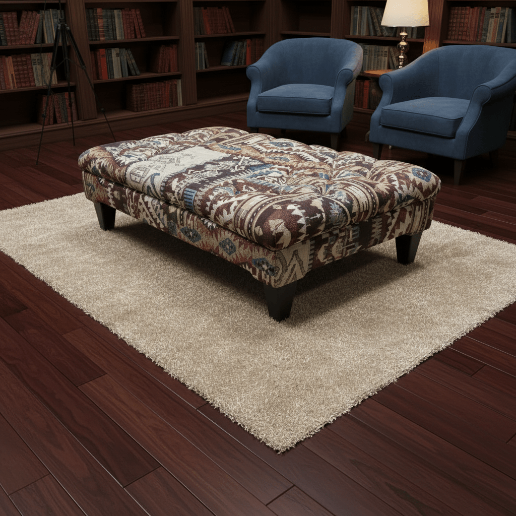 Modern Buttoned Lounge Ottoman Artistic Fabric Style - ISTOOLS