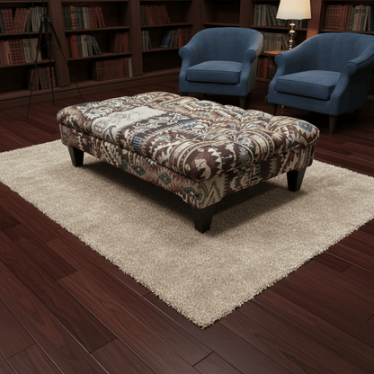Modern Buttoned Lounge Ottoman Artistic Fabric Style - ISTOOLS