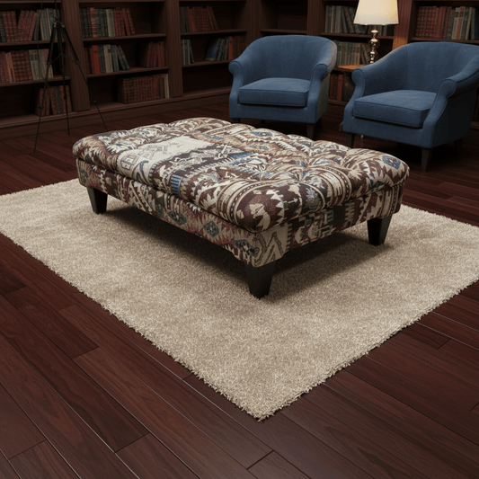 Modern Buttoned Lounge Ottoman Artistic Fabric Style - ISTOOLS