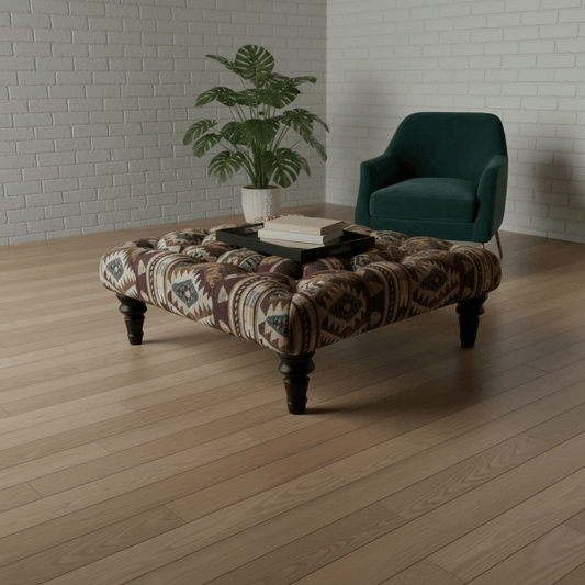Modern Buttoned Lounge Square Ottoman Artistic Fabric Style - ISTOOLS