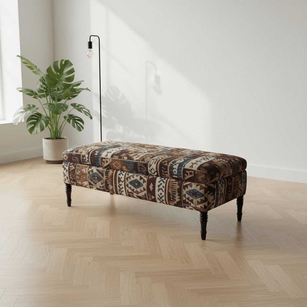 Modern Lounge Ottoman Bench Artistic Fabric Style - ISTOOLS