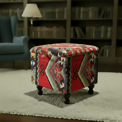 Modern Lounge Square Storage Pouffe Premium Designer Fabric - ISTOOLS