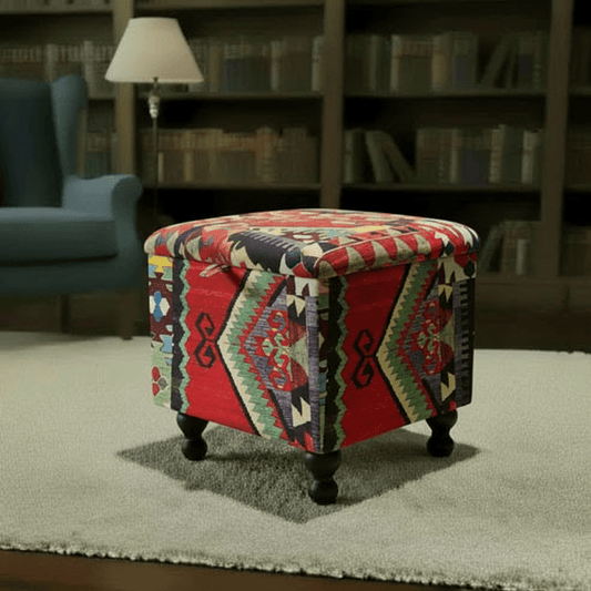 Modern Lounge Square Storage Pouffe Premium Designer Fabric - ISTOOLS