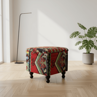 Modern Lounge Square Storage Pouffe Premium Designer Fabric - ISTOOLS
