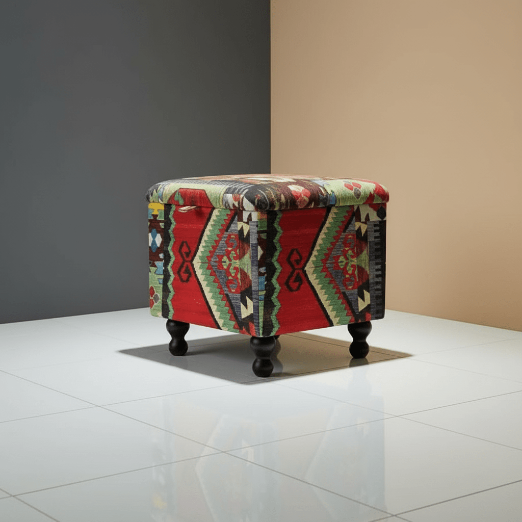 Modern Lounge Square Storage Pouffe Premium Designer Fabric - ISTOOLS