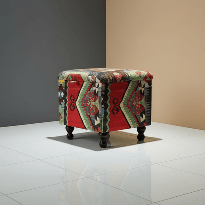 Modern Lounge Square Storage Pouffe Premium Designer Fabric - ISTOOLS