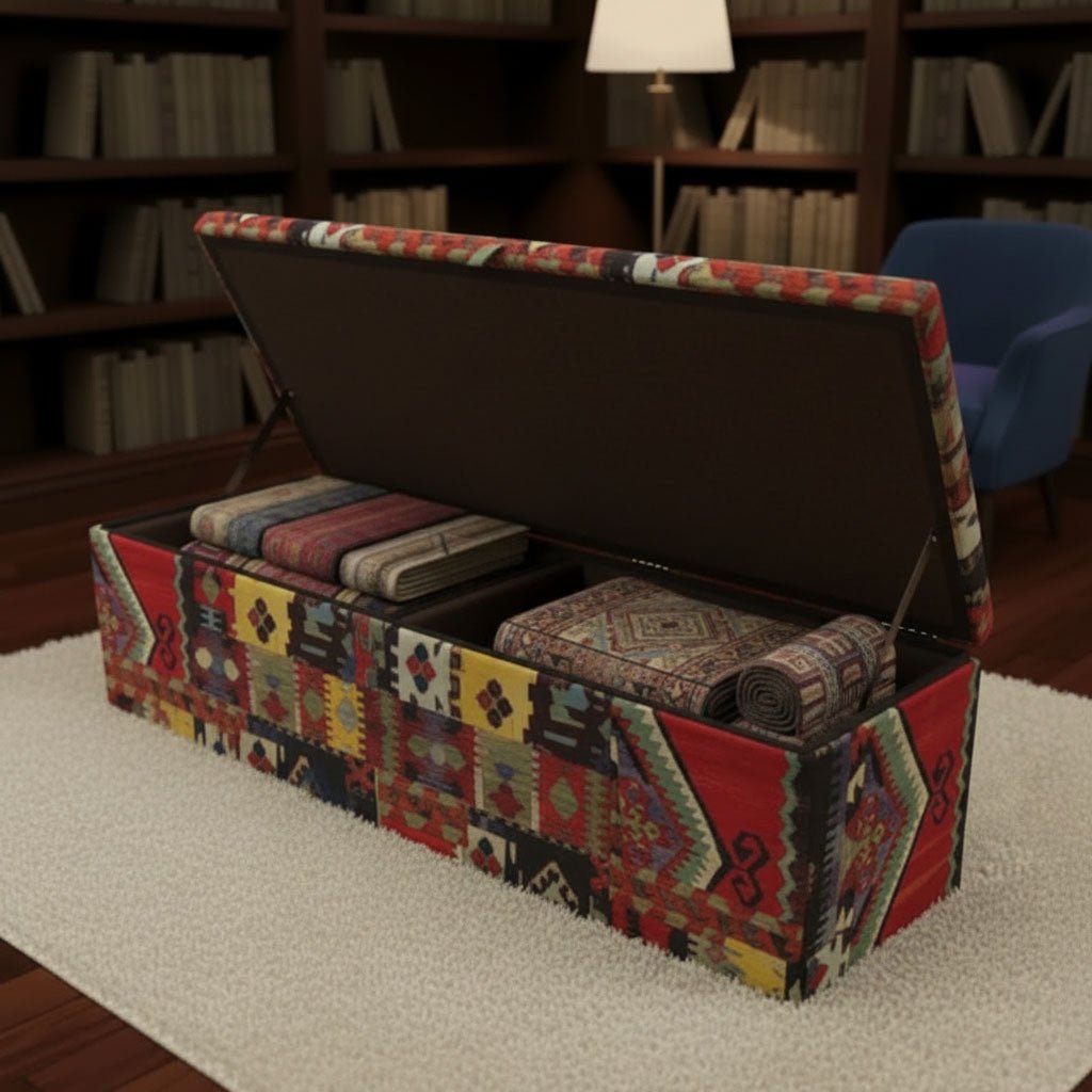 Modern Lounge Storage Box Premium Patterned Fabric - ISTOOLS