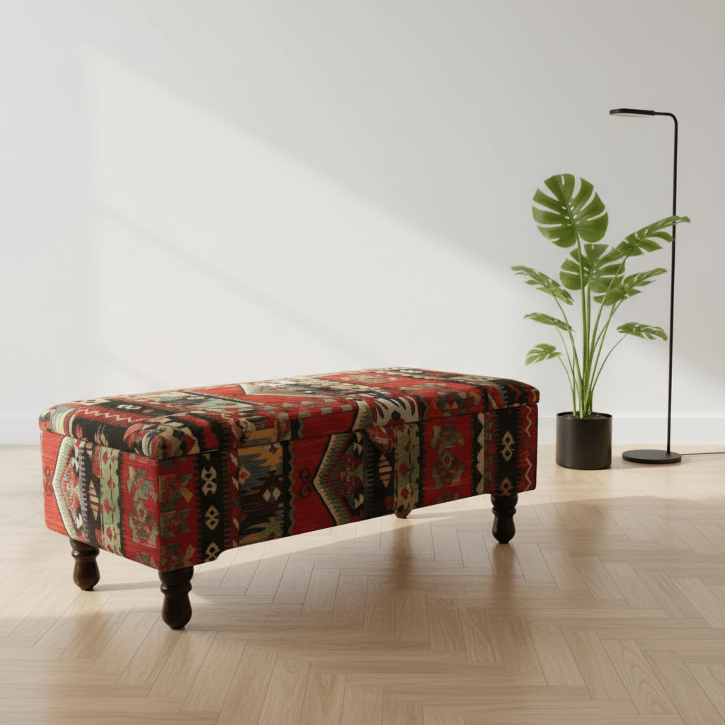 Modern Lounge Storage Pouffe Premium Designer Fabric UK - ISTOOLS