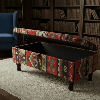 Modern Lounge Storage Pouffe Premium Designer Fabric UK - ISTOOLS
