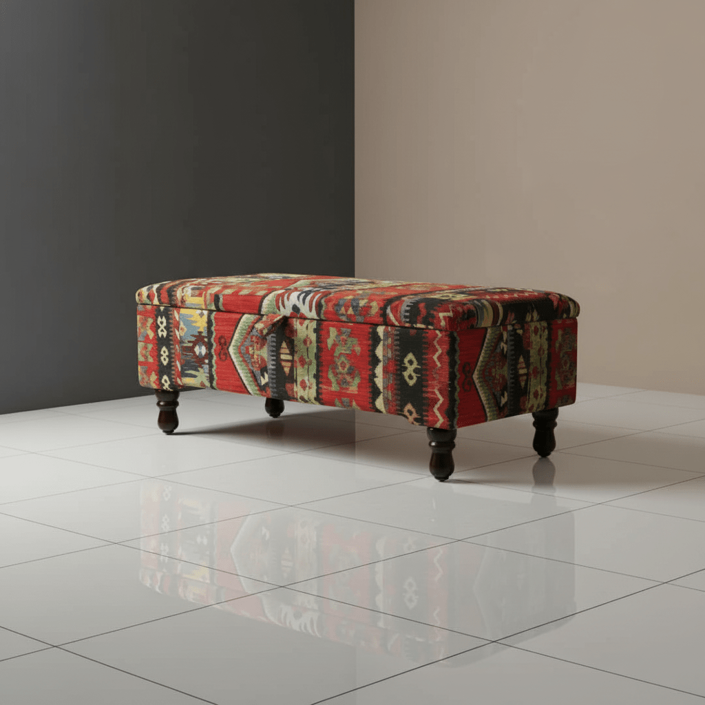 Modern Lounge Storage Pouffe Premium Designer Fabric UK - ISTOOLS