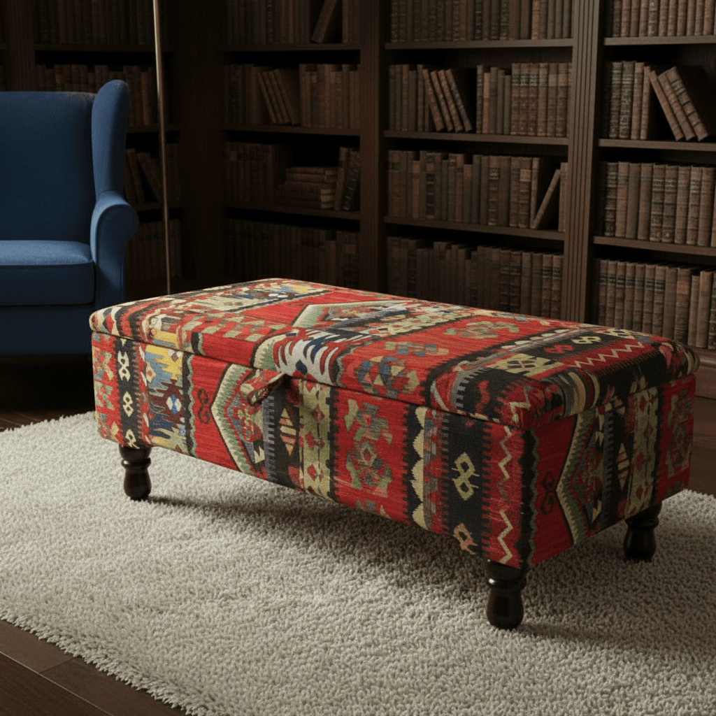 Modern Lounge Storage Pouffe Premium Designer Fabric UK - ISTOOLS