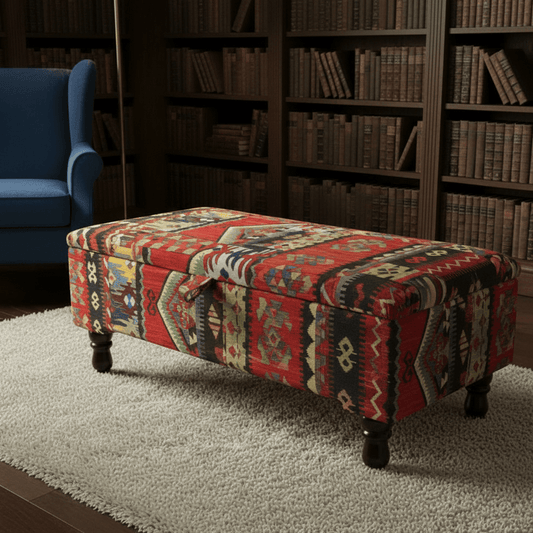 Modern Lounge Storage Pouffe Premium Designer Fabric UK - ISTOOLS