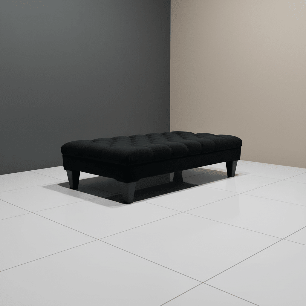 Modern Rectangular Buttoned Bench Premium Designer Fabric - ISTOOLS