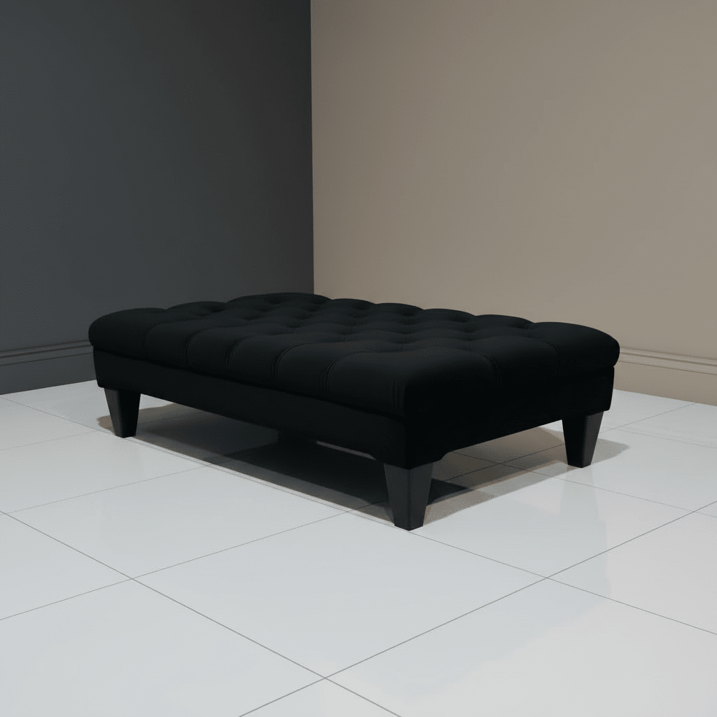 Modern Rectangular Buttoned Bench Premium Designer Fabric - ISTOOLS