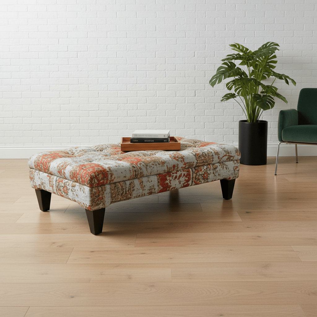 Modern Rectangular Coffee Table Pouffe Unique Motif Design - ISTOOLS
