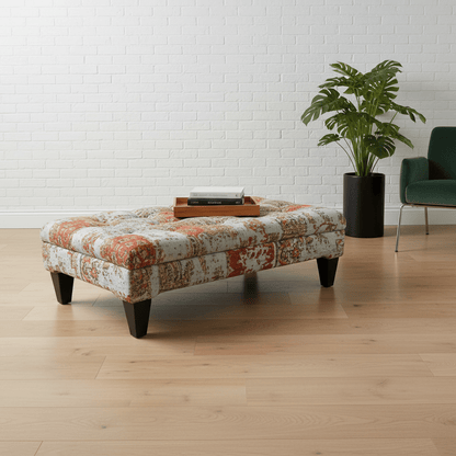 Modern Rectangular Coffee Table Pouffe Unique Motif Design - ISTOOLS