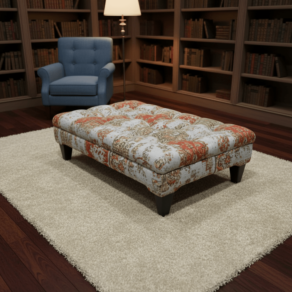 Modern Rectangular Coffee Table Pouffe Unique Motif Design - ISTOOLS