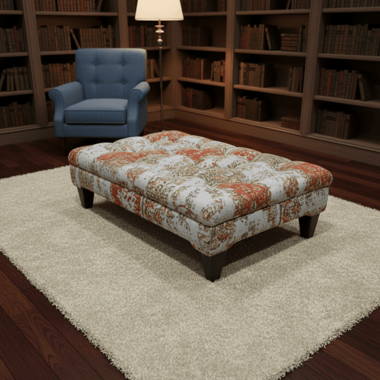 Modern Rectangular Coffee Table Pouffe Unique Motif Design - ISTOOLS