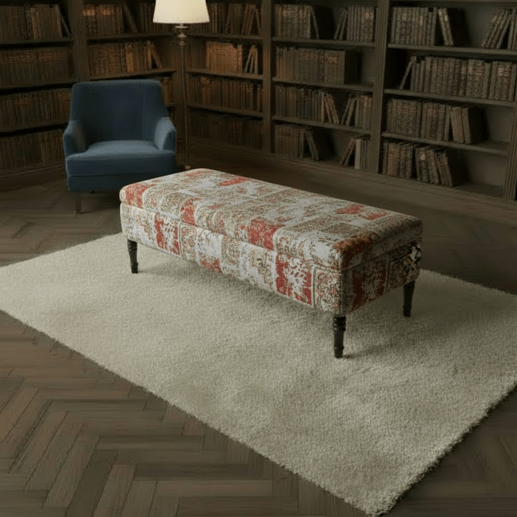 Modern Smooth Lid Lounge Footstool Premium Designer Fabric - ISTOOLS