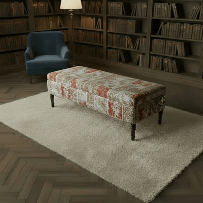 Modern Smooth Lid Lounge Footstool Premium Designer Fabric - ISTOOLS