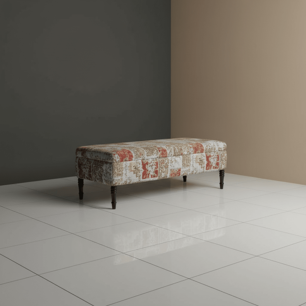 Modern Smooth Lid Lounge Footstool Premium Designer Fabric - ISTOOLS