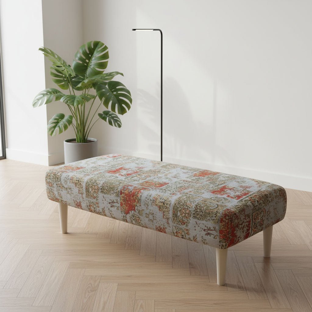 Modern Smooth Lid Storage Bench Vibrant Art Style UK - ISTOOLS