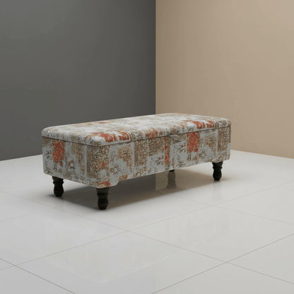 Modern Smooth Lid Storage Bench Vibrant Art Style UK - ISTOOLS
