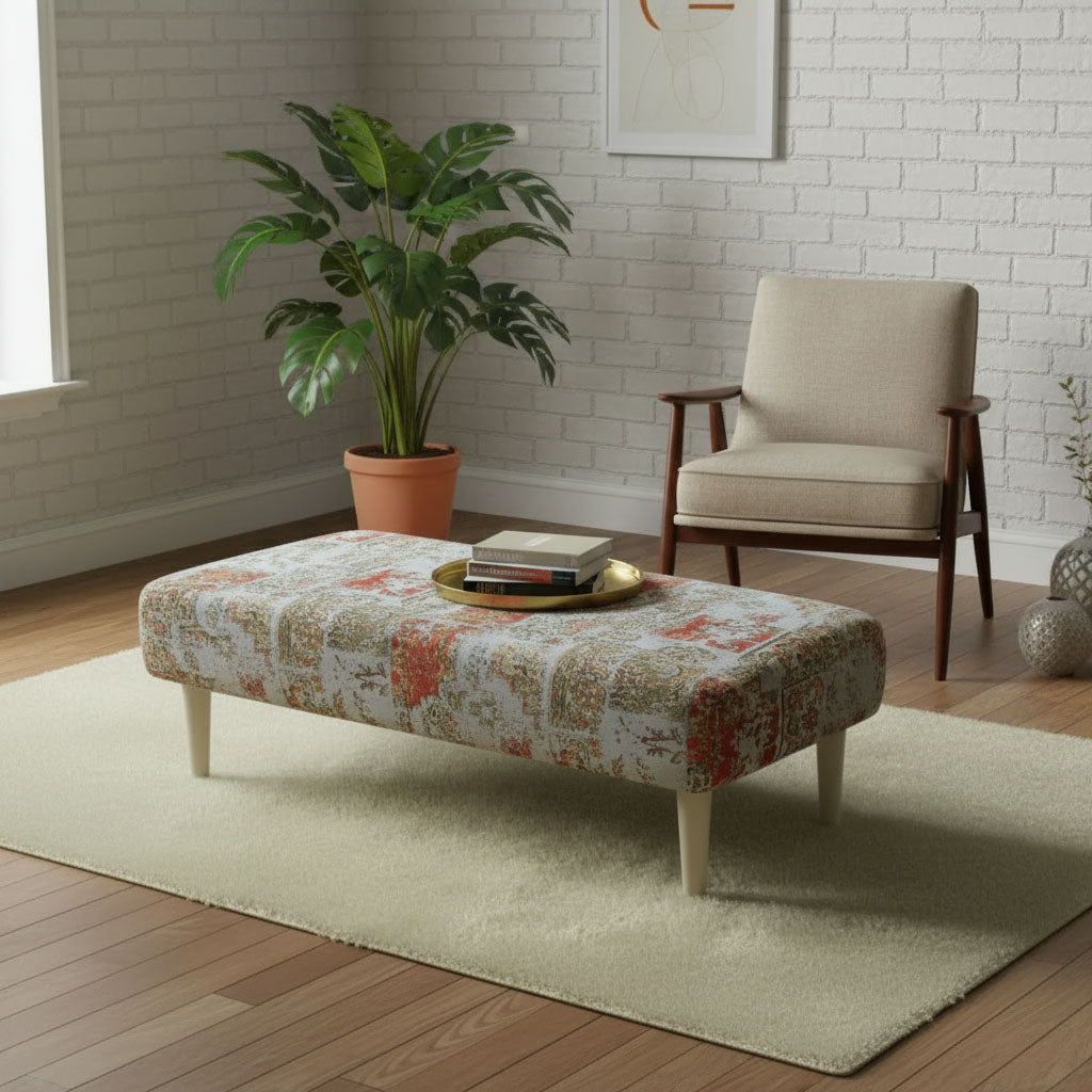 Modern Smooth Lid Storage Bench Vibrant Art Style UK - ISTOOLS
