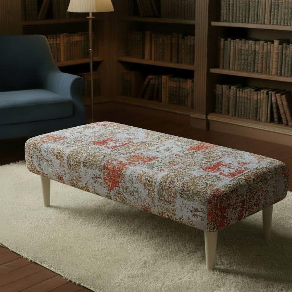 Modern Smooth Lid Storage Bench Vibrant Art Style UK - ISTOOLS