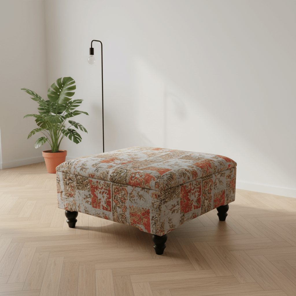 Modern Smooth Lid Storage Footstool Solid Finish UK Made - ISTOOLS