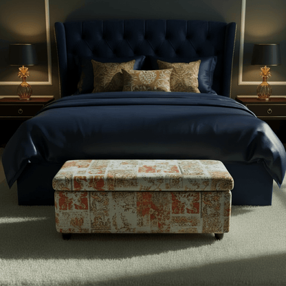 Modern Smooth Top Bedroom Storage Bench Vibrant Art Style - ISTOOLS