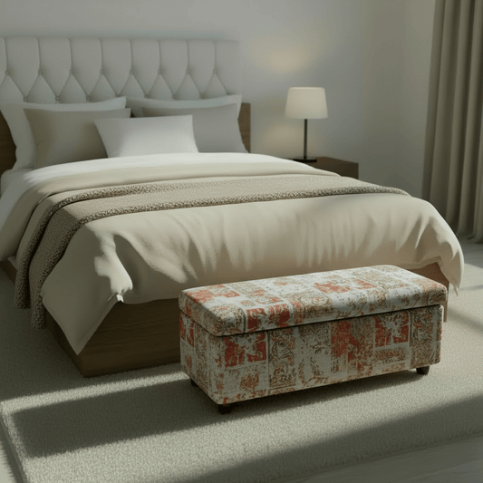 Modern Smooth Top Bedroom Storage Bench Vibrant Art Style - ISTOOLS