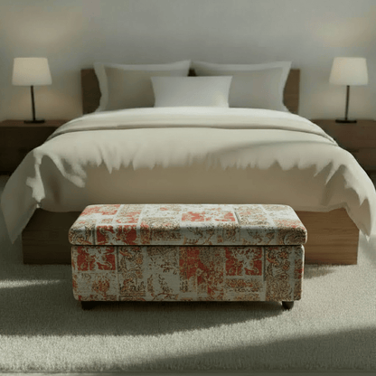 Modern Smooth Top Bedroom Storage Bench Vibrant Art Style - ISTOOLS