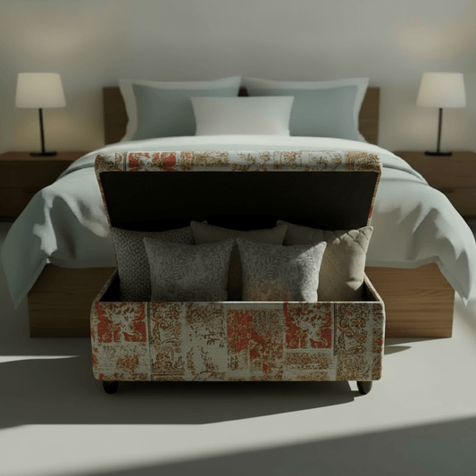 Modern Smooth Top Bedroom Storage Bench Vibrant Art Style - ISTOOLS