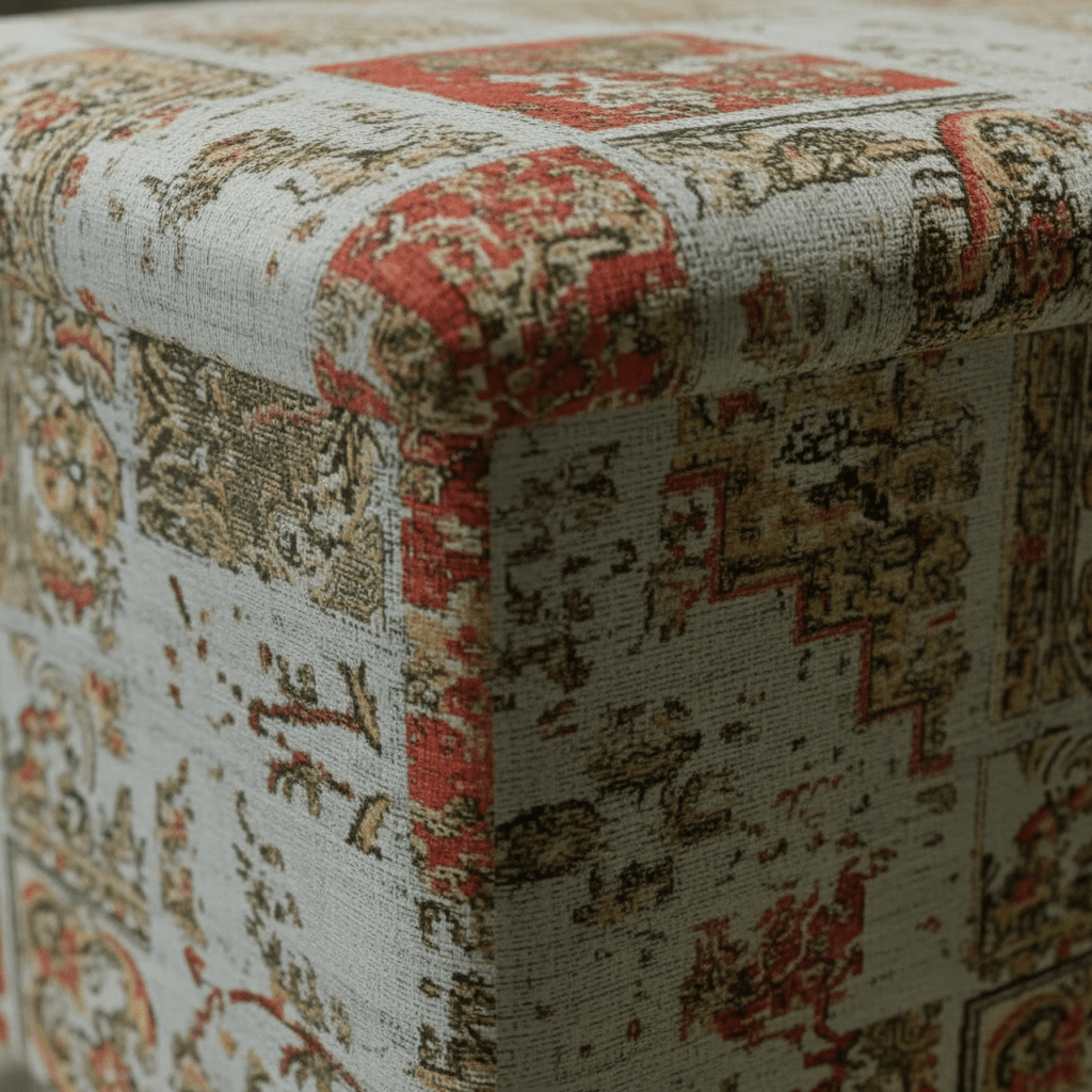 Modern Smooth Top Square Ottoman Vibrant Art Motif - ISTOOLS