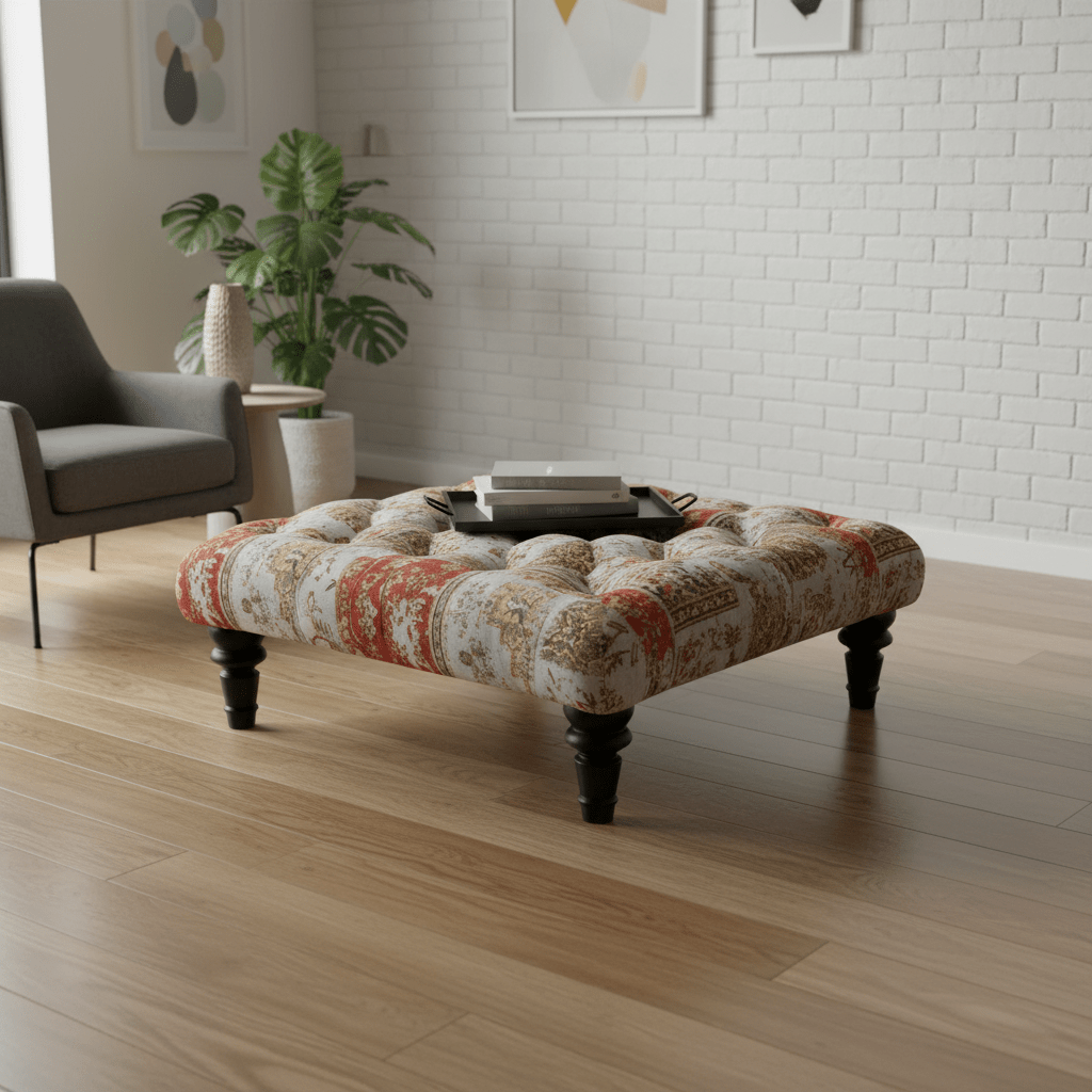 Modern Square Coffee Table Pouffe Unique Motif Design - ISTOOLS