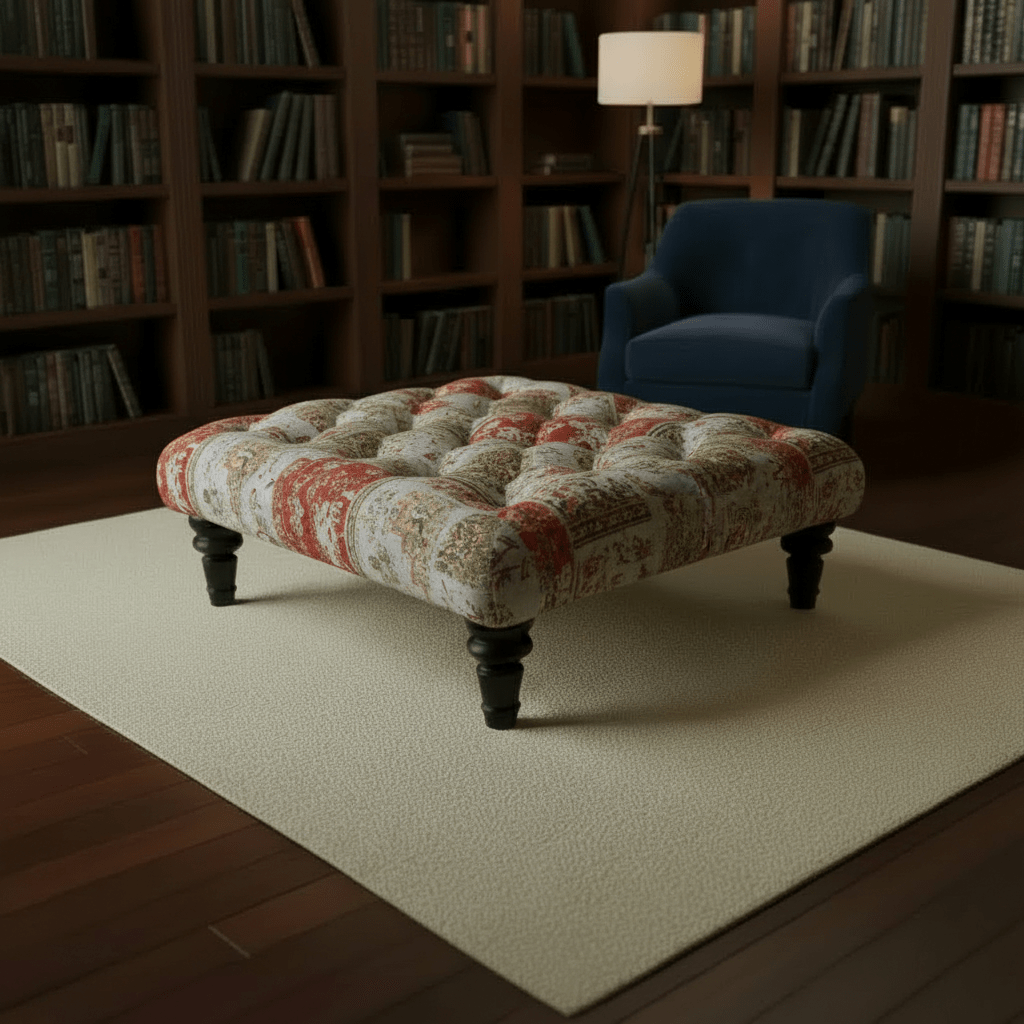 Modern Square Coffee Table Pouffe Unique Motif Design - ISTOOLS