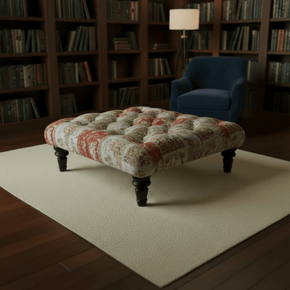 Modern Square Coffee Table Pouffe Unique Motif Design - ISTOOLS