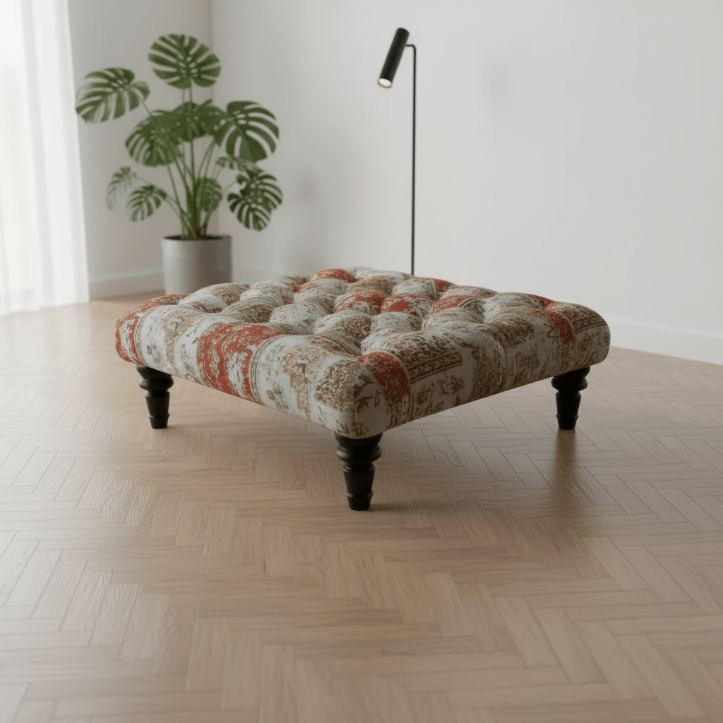 Modern Square Coffee Table Pouffe Unique Motif Design - ISTOOLS