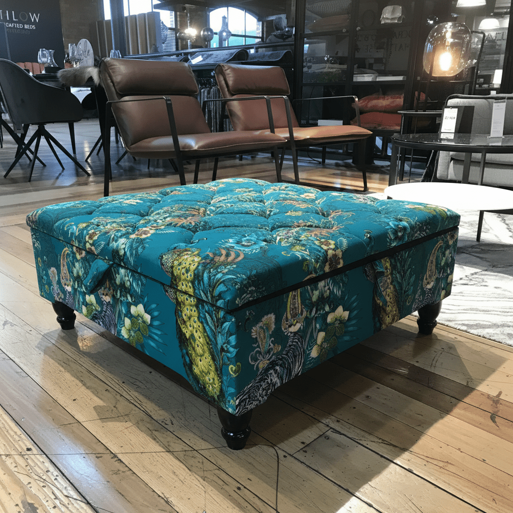 Modern Square Tufted Footstool Ottoman UK Handcrafted bec - ISTOOLS