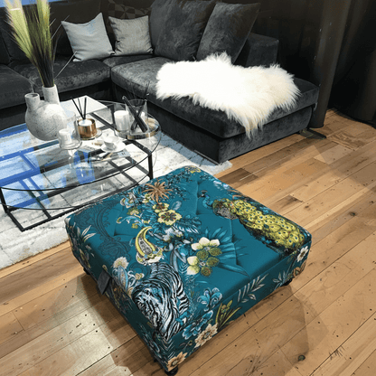 Modern Square Tufted Footstool Ottoman UK Handcrafted bec - ISTOOLS