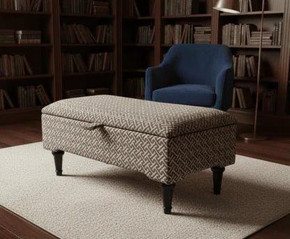 Multifunctional Eden Brown Bloc Pattern Geometry Coffee Table Storage Ottoman Pouffe – Stylish Living Room Footstool - ISTOOLS