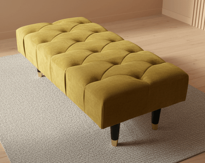 Mustard Gold Chesterfield Footstool | Large Mustard Ottoman Footstool - ISTOOLS