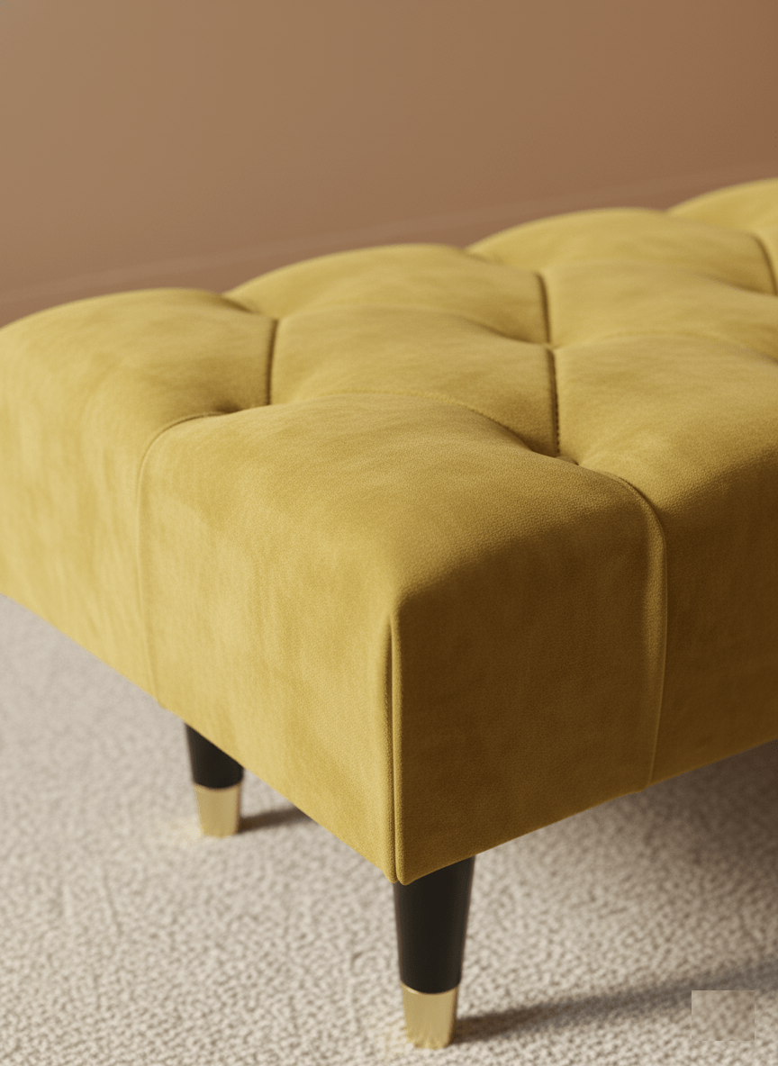 Mustard Gold Chesterfield Footstool | Large Mustard Ottoman Footstool - ISTOOLS