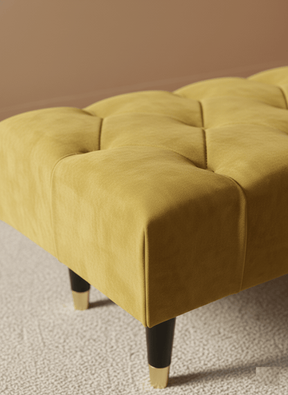 Mustard Gold Chesterfield Footstool | Large Mustard Ottoman Footstool - ISTOOLS