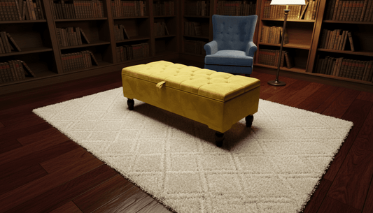 Mustard Gold Ottoman Storage Bench – Gold Velvet Chesterfield Footstool with Deep Storage - ISTOOLS